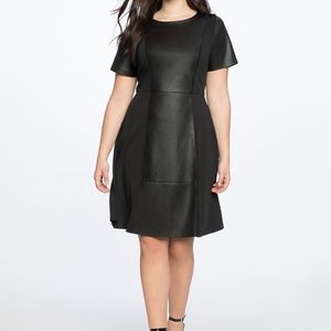 Eloquii Faux Leather and Ponte Mix Dress